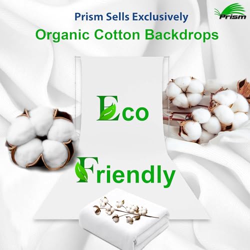 Prism 100% Cotton Extra Thick Professional Photography Backdrop 9x11 ft White, Brushed for Low Light Reflectance & Bleed Through, Sustainable Organic Cotton Muslin with No Microplastic Shedding - color: White 9x11ft