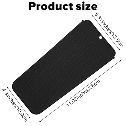 2 Pcs Heat-Resistant Silicone Mat and Heat Styling Tools Travel Mat Cover for Curling Irons Hair Straighteners Flat Iron Professional Heat-Resistant Non-Slip Mats for Countertop Hot Hair Styling Tools