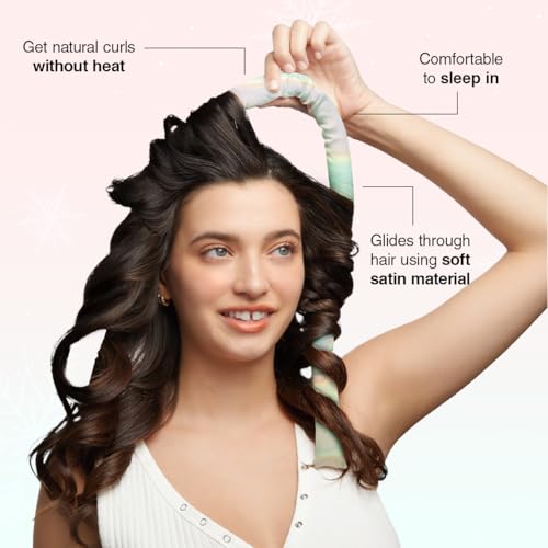 Kitsch Holiday Hair Hero XL Satin Heatless Styling & Flat Lay Claw - Heatless Curls & Waves, Extra Large Curling Rods, Satin Scrunchies & Claw Clip for Hair Protection, Gifts for Women- 4pc set, Aura - color: Aura