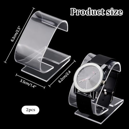 PH PandaHall 2pcs Clear Watch Stand, 2.4 x 2.4 x 1.3 inch Single Watch Holder Display Acrylic Bracelet Display Rack Jewelry Holder Stand Watch Organizer Storage for Women
