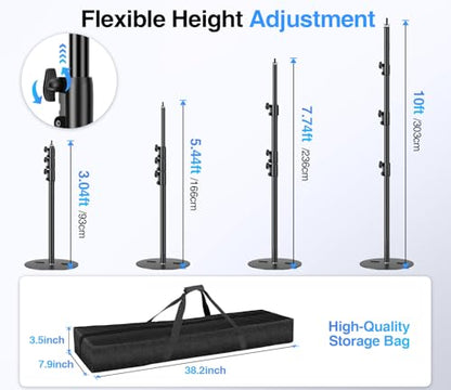 EMART Backdrop Stand Heavy Duty 10×10ft Adjustable Pipe and Drape Photo Booth Kit with Clamps, Water Bags, Anti-Slip Pads, Carry Bag for Photography, Wedding, Party Decorations