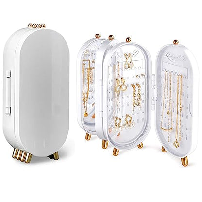 Tvoip Earring Organizer Stand，4-Layer Small Foldable Dustproof Jewelry Holder with 153 Holes For Women Earrings, Earring Backs, Necklaces,Display Jewelry Organizer (White) - color: White