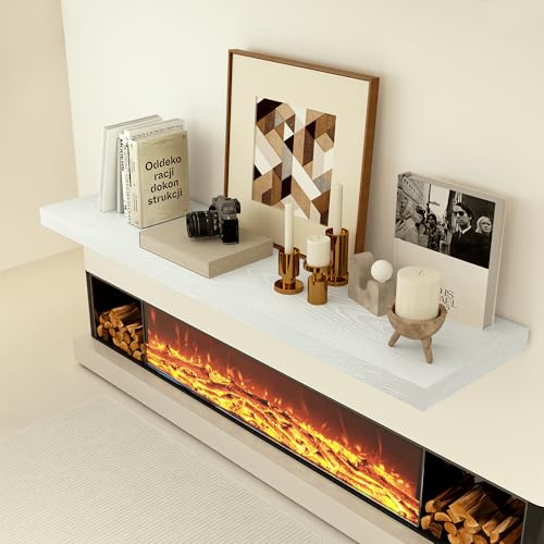 Heimlove 24 x 12 Inch Deep Floating Shelves Wall Mounted with Invisible Brackets,Storage Hanging Shelf for Wall Decor in Bathroom, Bedroom, Toilet, Kitchen, Living Room, Office Set of 1 (White) - color: White, size: 24"W x 12"D x 2"H, Set of 1