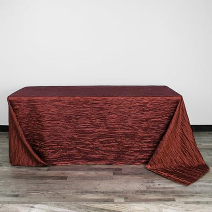 YOUR CHAIR COVERS - 90 x 132 inch Rectangular Crinkle Taffeta Tablecloth - Burgundy, Rectangle Table Linens for 6 ft Rectangular Tables, Wedding Crushed Table Cloth - color: Burgundy, size: 132" x 90" (Rectangular)