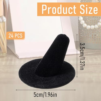 24 Pack Black Velvet Ring Display Holders - Premium Velvet Ring Holder Jewelry Organizer Stand for Retail Stores, Home, Exhibitions (Cardboard & Velvet)