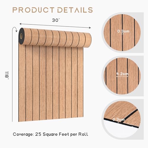 VEELIKE 30''x118'' Cherry Wood Wall Panels Peel and Stick Slat Wood Panel Vinyl Roll for Living Room Bedroom Farmhouse Self Adhesive Removable Slat Wall Paper for Accent Walls TV Background Ceiling - size: 30" x 118"