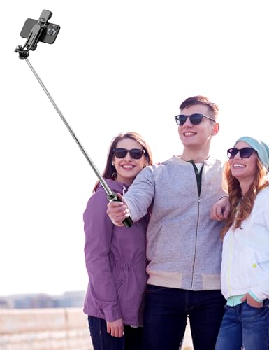 53'' Selfie Stick Tripod with Light, Extendable Selfie Stick with Remote, Portable Cell Phone Tripod Stand with All in 1 Phone Clip, Lightweight Camera Tripod Compatible with iPhone 17 16 15, Android - color: Black