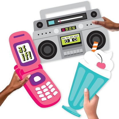 Big Dot of Happiness Through The Decades - Milkshake, Flip Phone and Boom Box Decorations - 50s, 60s, 70s, 80s and 90s Party Large Photo Props - 3 Pc - color: Through the Decades - 3 Pc