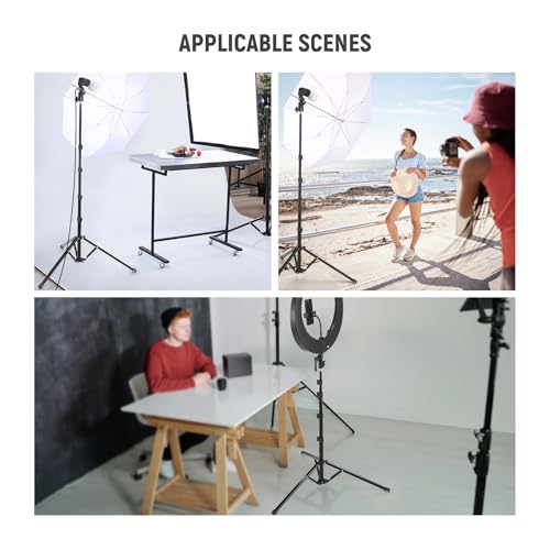 NEEWER 71" Portable Metal Camera Tripod Stand, Reverse Folding Light Tripod with LED Light Ring, Reflector, Flip Locks for Live Streaming, Vlog, Video Recording, ST180R - size: 180cm