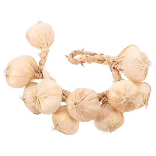 Cabilock Versatile Decorative Garlic Hanging Strings Realistic Fake Garlic Braid with Built Hanging Rope for Home Decor Photography Props and Lifelike Kitchen Decoration Garlic