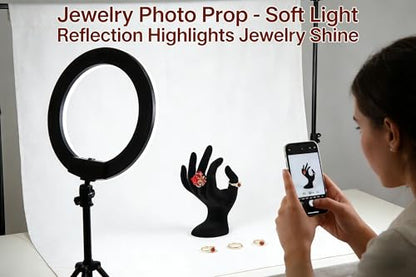Hand-Shaped Jewelry Display Stand - 7-Inch Black Velour Holder for Rings, Bracelets & Photo Props
