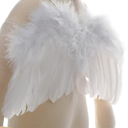 Holibeat 0-6M Baby White Fairy Feather Angel Wings with a Headband Newborn Photography Posing Props (White) - color: white
