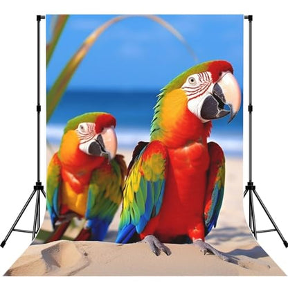 Beach Parrots Backdrop Background for Photography 5x7ft Photobooth Professional Photo Backdrop Curtains Video Photography Studio Photo Backgrounds Banner Booth Background Screen Parties - color: Beach Parrots