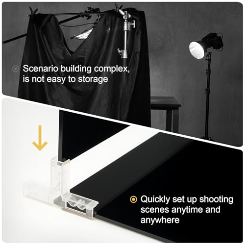 Meking Product Photography Backdrops, Black Double Sided Matte and Reflective Background for Food,Makeup, Jewelry and Other Small Product,2PCS 15.7x11.8in Photo Backdrop Boards with 2PCS Bracket