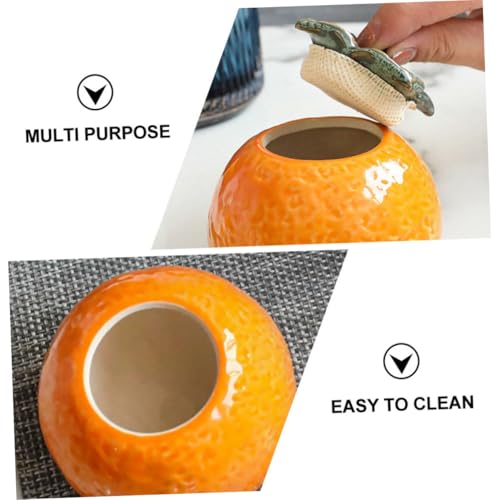 TIDTALEO Ceramic Orange Fruit Shaped Canister with Lid Nordic Style Tea Storage Jar Simulation Orange Decoration for Kitchen and Photography Props