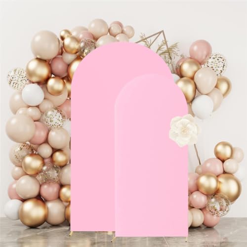 HAINARverS Set of 2 Wedding Arch Cover 6FT,7.2FT Spandex Fitted Stretchy Arch Stand Covers,2 Sided Round Top Chiara Backdrop Cover for Birthday Party Banquet Baby Shower Arch Decoration(Pink) - color: Pink, size: 6FT,7.2FT