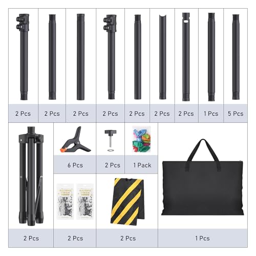 Backdrop Stand Kit - 6 Widths, 10x8.5ft Adjustable Background Stand for Parties & Studio Photography - size: 10x8.5ft