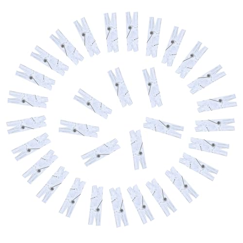 100pcs Photo Clips Mini Transparent Plastic Clear Paper Clips Mini Clothes Pins for Photos String Fairy Lights (100)