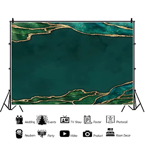 6x4ft Emerald Green Happy Birthday Backdrop Emerald Green and Gold Fluid Glitter Background for Photography Birthday Party Wedding Ceremony Banner Decor Favors Photo Portrait Props Supplies - color: Emerald Green02, size: 6x4ft
