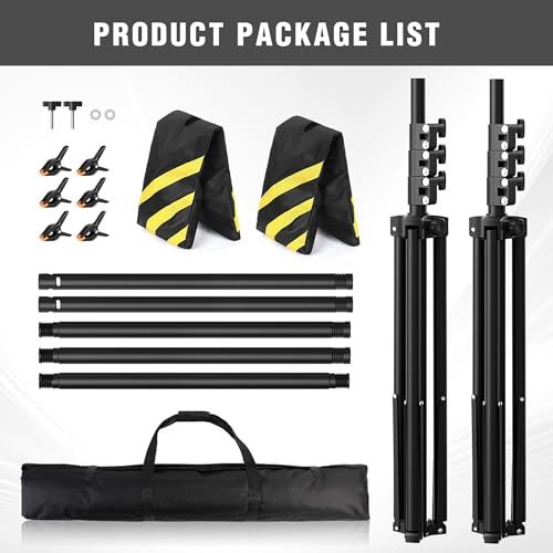 Backdrop Stand for Parties 10 x 8.5 FT, Heavy Duty Photography Backdrop Stand for Events, Video Shooting, Portable Photo Background Stand with Carry Bag, Sandbags, Spring Clamps - size: 10x8.5 FT