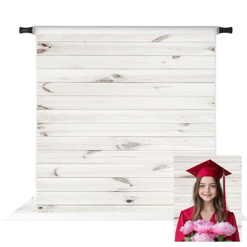 Kate 8x8ft White Wood Backdrop Horizontal Wood Texture Backgrounds Party Decoration Backdrops Studio Photo Props Backgrounds - color: Wood 3, size: 8x8ft