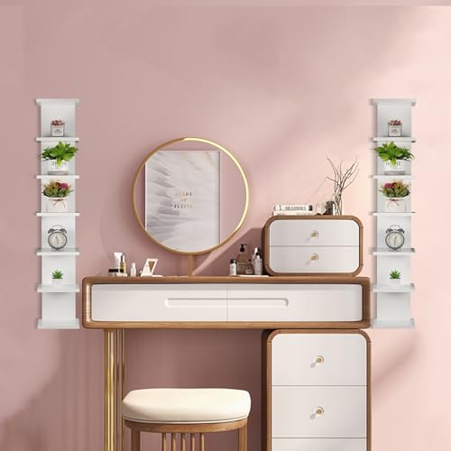 2 Pack 7 Tier Wall Shelf Unit - 7-Tier Lack Floating Shelf, Compact Display Floating Shelves, Vertical Column Wall Decor Mount Float Storage Tall Tower Shelves for Bedrooms, Living Rooms