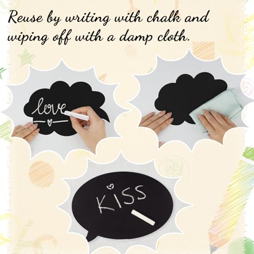 Konsait 24 PCS Large Blank Photo Booth Props, Writable Chalkboard Black Cards Make Your Own Photo Props Wedding Photo Booth Props Birthday DIY Photo Booth Picture Props