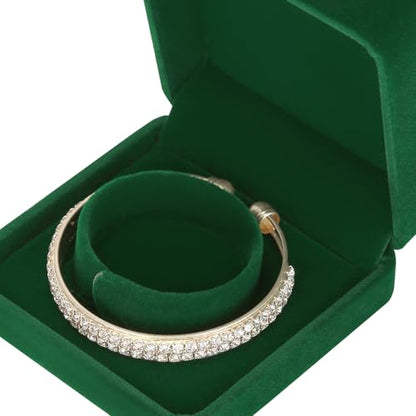 LETURE 4 Pieces Classic Velvet Bracelet Bangle Pendant Necklace Gift Box, Travel Jewelry Box Display Storage Case for Gift, Wedding, Engagement, Proposal, Birthday (4PCS Bracelet-GREEN) - color: 4PCS Bracelet-GREEN
