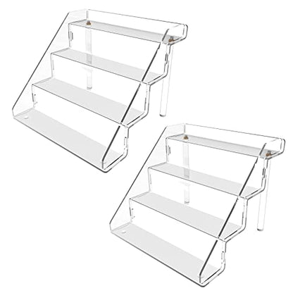 Sezanrpt Acrylic Perfume Display Stands Set of 2, 4 Tiered Cupcake Stand, Acrylic Funko Pop Display Shelves for Perfume Organizer, Shot Glass, Figures Collections, Makeup, 11.8x11x9.4 inch - size: 11.8x11x9.4 inch