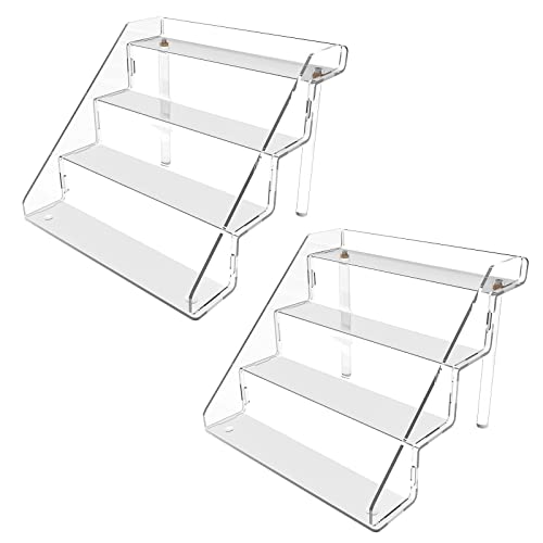 Sezanrpt Acrylic Perfume Display Stands Set of 2, 4 Tiered Cupcake Stand, Acrylic Funko Pop Display Shelves for Perfume Organizer, Shot Glass, Figures Collections, Makeup, 11.8x11x9.4 inch - size: 11.8x11x9.4 inch