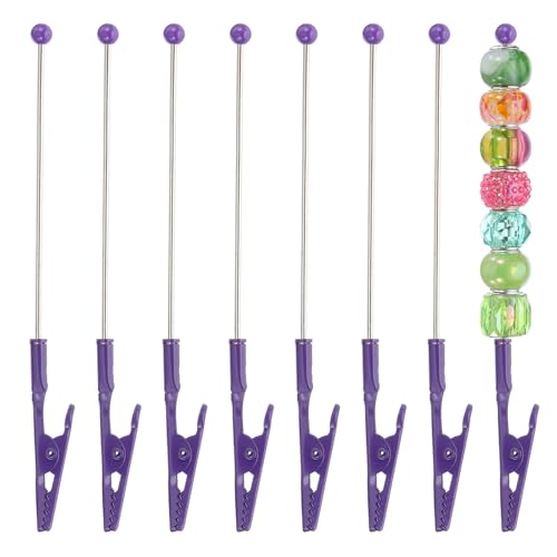 PATIKIL Long-Tailed Alligator Clamp, 8 Pcs 5.3 inch/135mm Metal Wire Alligator Clamp Beadable Alligator Photo Clips for Picture Note Menu Memo DIY Decor Crafts, Dark Purple - color: Dark Purple