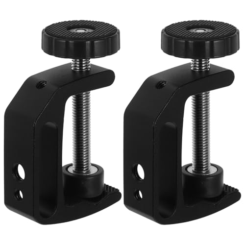 STOBAZA 2pcs Aluminum Desk Clamp C-clamps for Table Mounting, Small Size Desktop C-clamp Brackets, Woodworking and Photography Workholding Tool for Workshop and Home Use