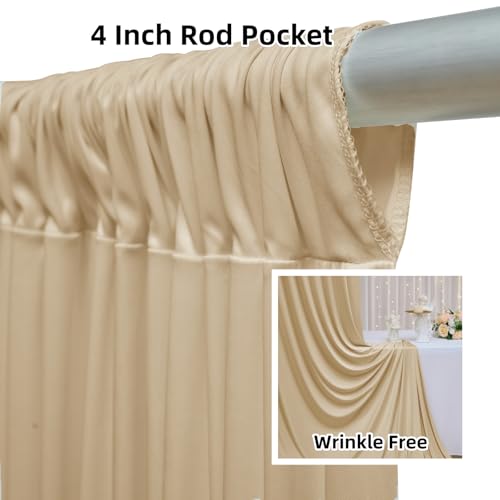 20ftx12ft Beige Backdrop Curtains for Wedding-Wrinkle Free Backdrops Curtain Drapes Fabric Decorations Photo Back Drop Cloth for Baby Shower Photography Stage Reception 4Panels 12ft(H) x 5ft(W) - color: beige, size: W5' x H12'(4 panels)