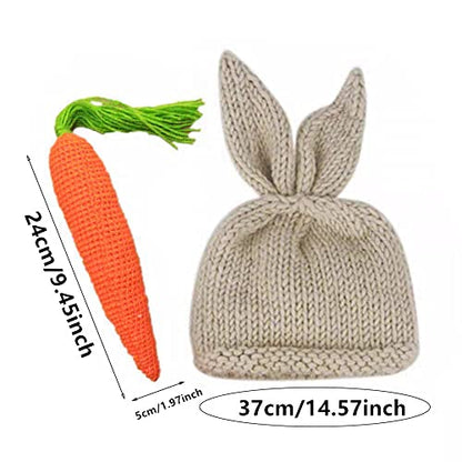 Newborn Easter Outfit Boy Photography Props Baby Bunny Handmade Crochet Rabbit Set Knit Hat Diaper Carrot Set for Kids - color: Short Pant Set