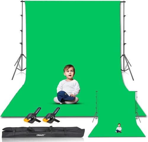 EMART 8.5 x 10ft Green Screen Backdrop Kit with Tripod Stand, Photography Background Support System with 10 x12ft 100% Cotton Muslin Chromakey Backdrop for Photo Studio, Video Shooting, Live Streaming - size: 8.5*10ft Stand/10*12ft Backdrop