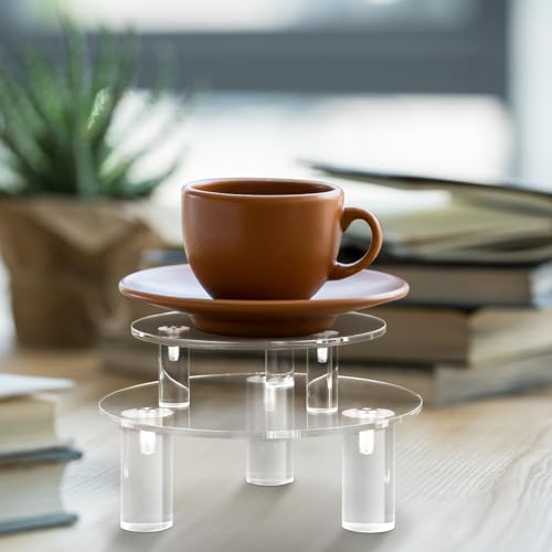Lineshading 3 Pcs Round Acrylic Display Riser Clear Round Stands Clear Pedestal Riser Board for Cake Plant Dessert Jewelry Collectible Cupcake Figure Wedding Birthday Party Decor(5'', 6'', 8'') - size: 5'',6'',8''