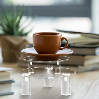 Lineshading 3 Pcs Round Acrylic Display Riser Clear Round Stands Clear Pedestal Riser Board for Cake Plant Dessert Jewelry Collectible Cupcake Figure Wedding Birthday Party Decor(5'', 6'', 8'') - size: 5'',6'',8''