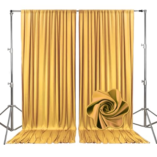 10ft x 10ft Khaki Backdrop Curtains for Parties, Fabric Satin Background Curtain with Rod Pockets for Weddings, Birthday, Baby Shower, Photography, Graduation Party Backdrop Drapes, 2 Panels - color: Khaki