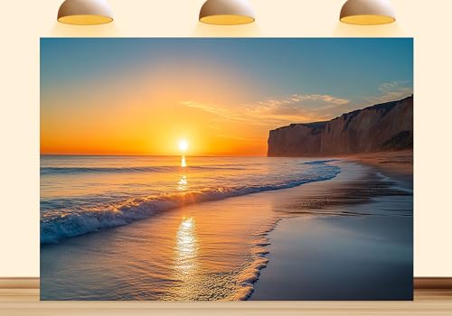 15X8ft Fabric Sunset Beach Backdrop Online Store Tropical Seaside Aloha Luau Hawaii Ecommerce Background Party Decorations Website Product ListingHome Wall Decor Photo Booth Props - size: 15X8ft