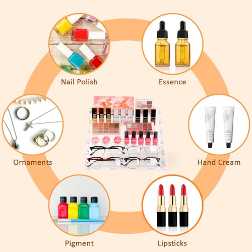 6-Tier Nail Polish Organizer Rack, Acrylic Display Stand Holder for Nail Paint, Tattoo ink, Essential Oil, Sunglasses Storage for Salon Vanity Table, Home Decor, Holds 72 Bottles
