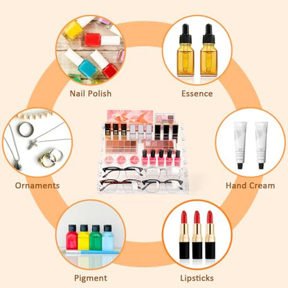6-Tier Nail Polish Organizer Rack, Acrylic Display Stand Holder for Nail Paint, Tattoo ink, Essential Oil, Sunglasses Storage for Salon Vanity Table, Home Decor, Holds 72 Bottles