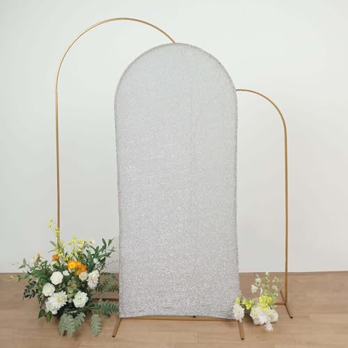 Efavormart 6ft Silver Chiara Arch Backdrop Cover, Metallic Double-Sided Spandex Cover, Wrinkle-Free for Celebration - color: Silver, size: 6 FT