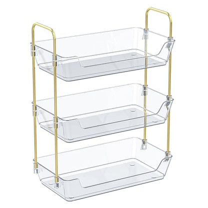 Leoenir 3-Tier Bathroom Organizer Countertop – Makeup, Perfume, and Skincare Storage Tray for Bathroom, Dresser, and Vanity