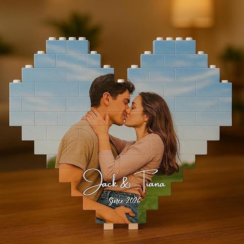 NAZENTI Personalized Building Brick Photo Block, Customized Photo Block Gifts for Couples, Picture Blocks for Wedding, Family, or Friends,Valentine’s Day, Gifts for Valentine 2026 Women Men Design 03 - color: Design 3