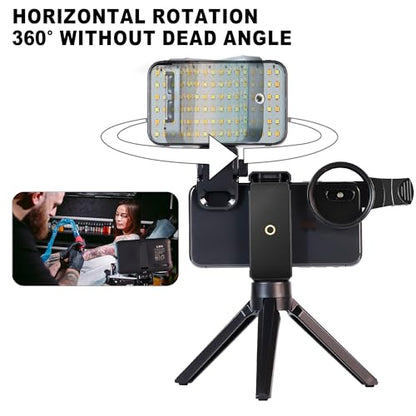 Tattoo Light 96 Tattoo Vision Light with 52mm Polarizing CPL Lens - Adjustable Brightness, 360° Rotatable Clip, Perfect for Video Calls, Tattoo Lighting & Reflective Removal Taking Tattoo Photos