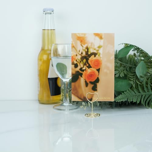 20PCS Mini Table Number Holders, Heart Shaped Place Card Holder, Premium Photo Holders for Tables, Table Sign Holders Card Stands Menu Clips for Wedding Valentine's Day Table Decor, Gold - color: Gold