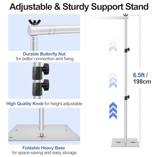 EMART Backdrop Stand, 6.5x10 ft Adjustable Photo Background Pipe and Drape Photography Kit with Heavy Duty Metal Flat Base for Parties, Wedding, Video Studio, Birthday - Silver - color: Silver