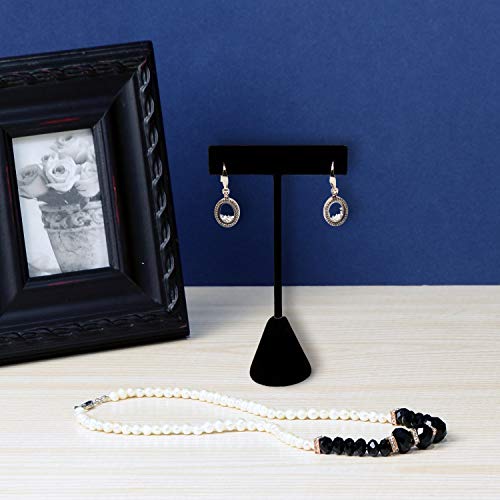 Ikee Design 6 Pcs Set Premium T- Shape Style Earring Display Stand, Earring Stand Jewelry Display for Showroom, Tradeshow, and Showcase, 2 1/2 W x 4 1/2 H in, Black Velvet - color: Black Velvet, 4.5" High
