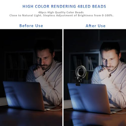 Cyezcor Video Conference Lighting Kit， Clip on Light Reading Lights， Ring Light, 360 ° Flexible Gooseneck Bed Night Light ，Computer Laptop Video Conferencing - size: 6 Inch