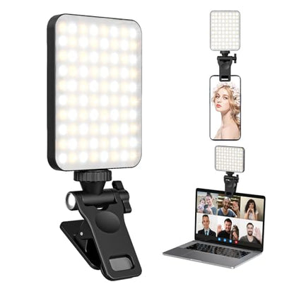 XINBAOHONG Rechargeable Selfie Light, Clip Fill Light for Phone Laptop Tablet Portable Light for Video Conference Live Streaming Zoom Call Makeup Picture (Black) - color: Black